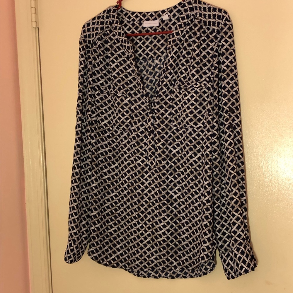 New York & Company Navy Multi print blouse